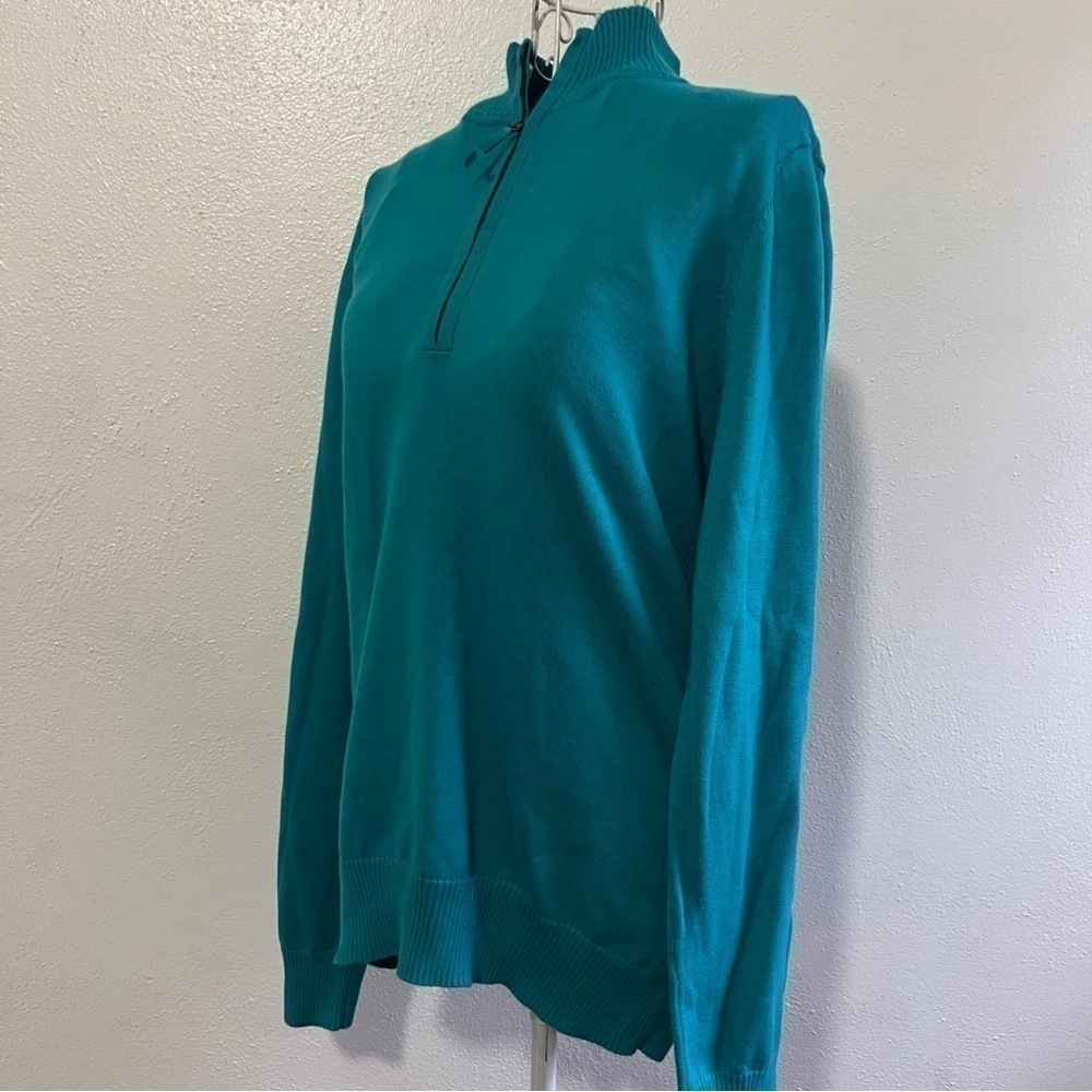 Foxcroft deep turquoise sweater, 100% supima cotton. Sz L. Preowned. EUC. - Picture 5 of 9